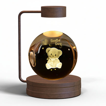 3D crystal ball LED night light with warm white illumination