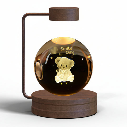 3D crystal ball LED night light with warm white illumination