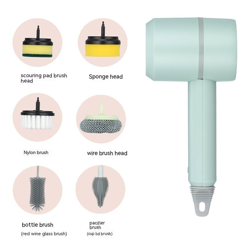 Cordless household cleaning brush for tubs, countertops, and kitchens