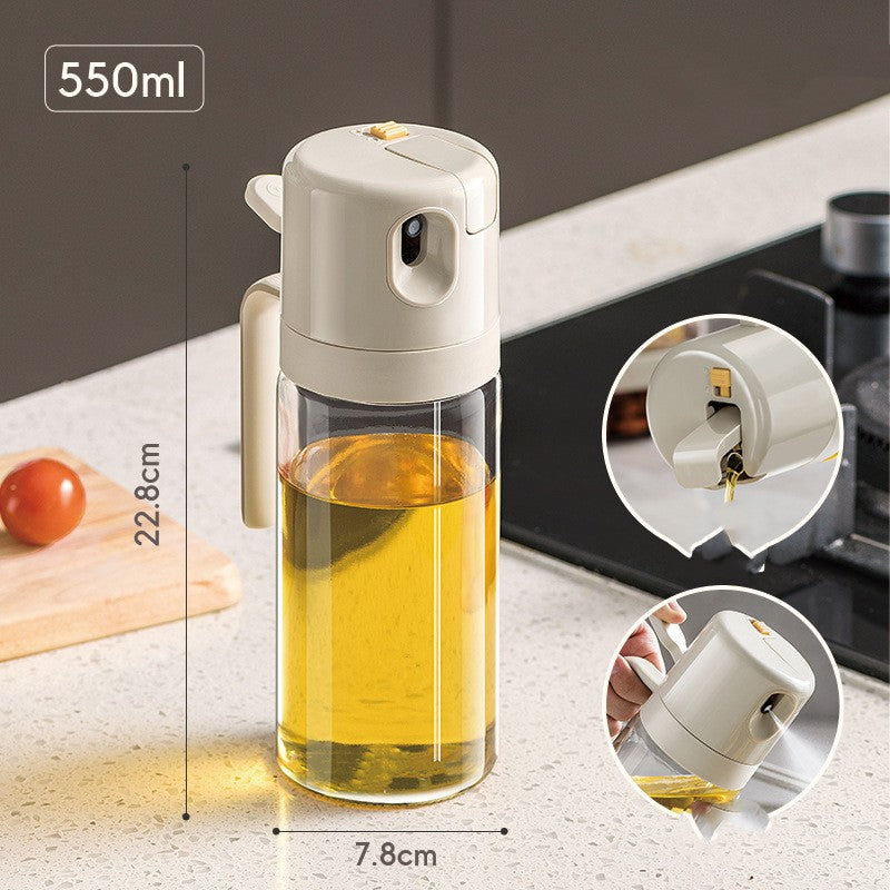 Refillable olive oil spray bottle for kitchen use