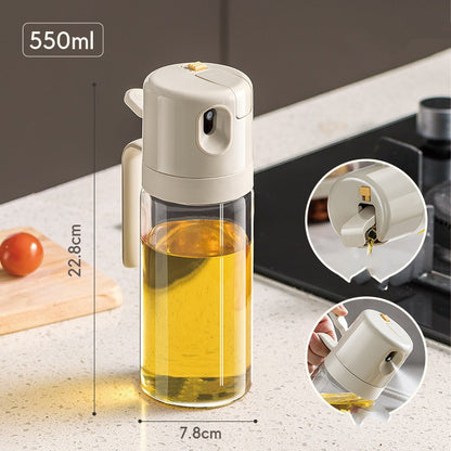 Refillable olive oil spray bottle for kitchen use