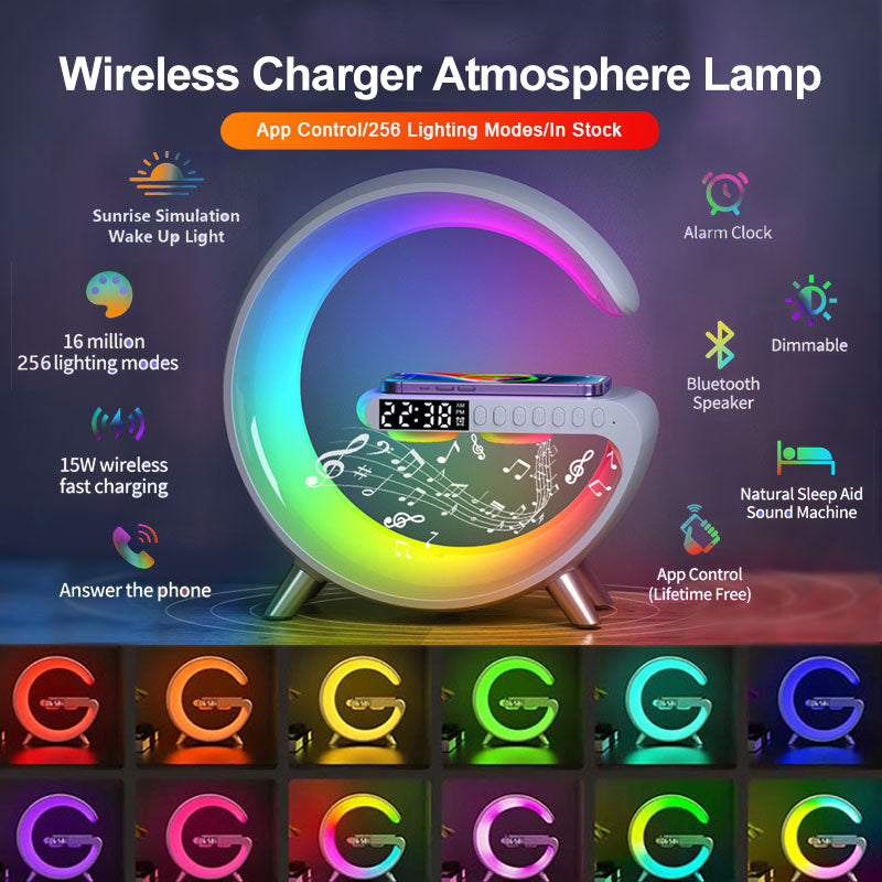Wireless charging bedside lamp for bedroom and home office