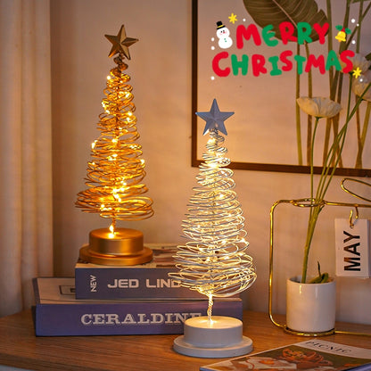 LED spiral Christmas tree table lamp with warm white lighting