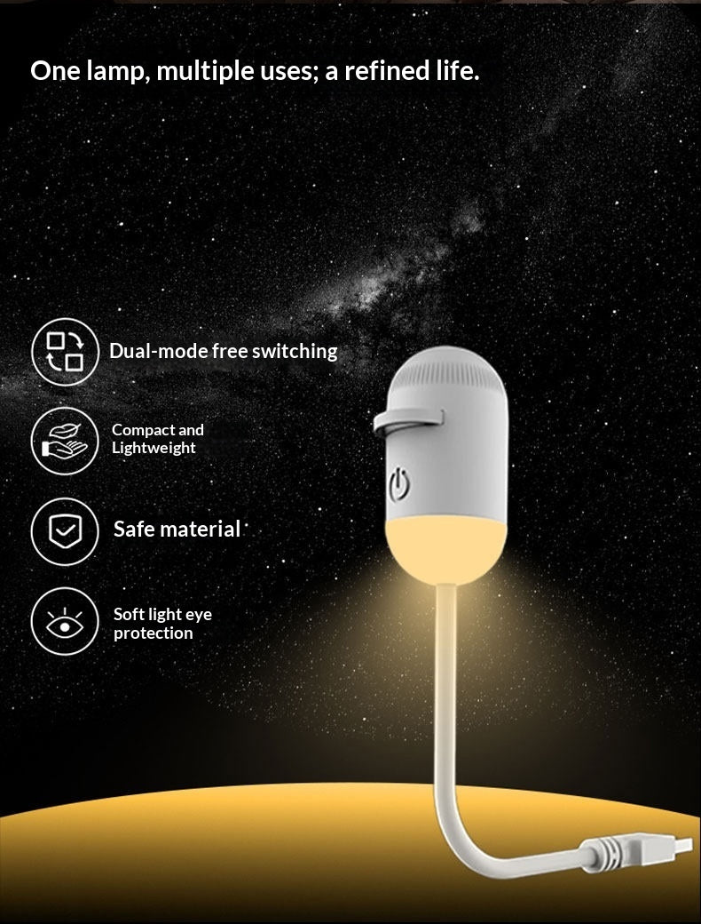 USB bedside lamp for nighttime reading and ambient lighting