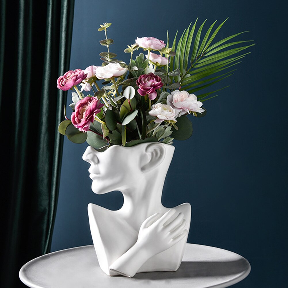 Modern Nordic ceramic face vase for home décor