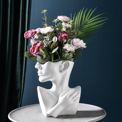 Modern Nordic ceramic face vase for home décor