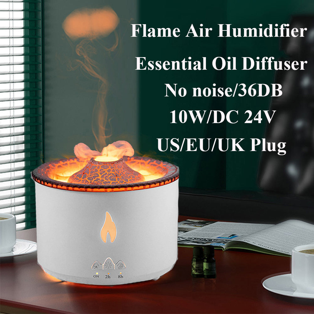 Remote control ultrasonic diffuser with flame-inspired display