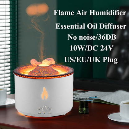 Remote control ultrasonic diffuser with flame-inspired display